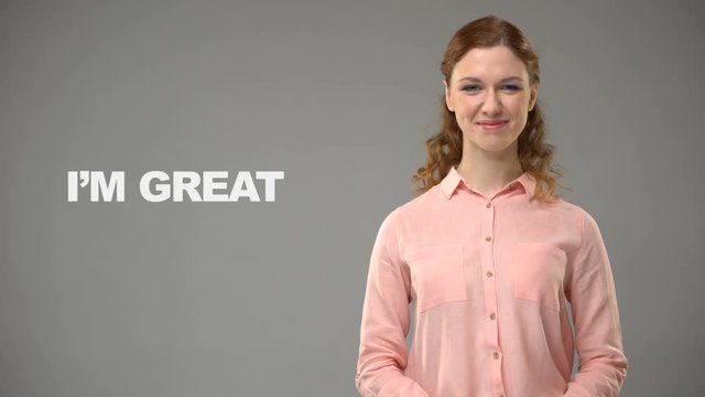 Woman Signing Nice To Meet You Asl Teacher Showing Words In Sign Language Lesson