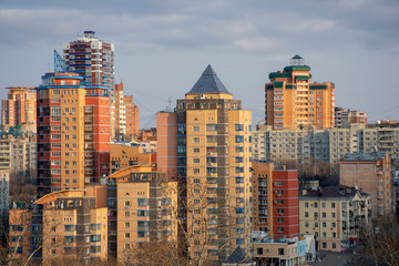 Russia. The view of the city of Khabarovsk. Urban landscape. March 2019