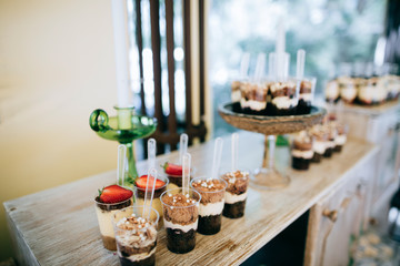 Delicious wedding reception candy bar