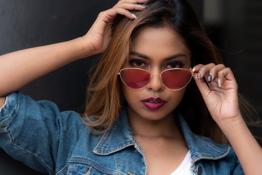 Beautiful asian young lady model with sunglass