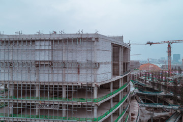 Modern buildings under construction