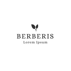 Kitchen logo template, barberry, seasoning. Vector hand drawn object.