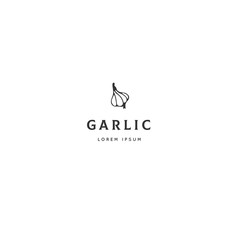 Food logo template, garlic. Vector hand drawn object.
