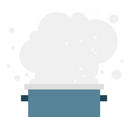 Boiling water in a saucepan flat isolated