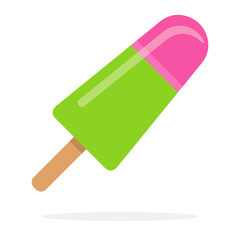 Fruit ice cream kiwi strawberries on a stick flat isolated