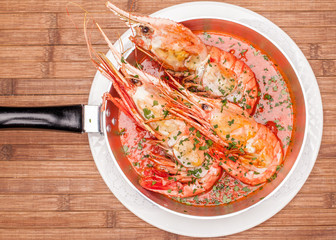 Dish with shrimps
