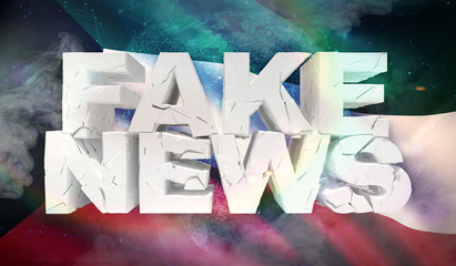 3D illustration of fake news concept with background flag of Kuwait.