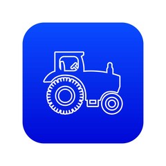 Tractor icon blue vector isolated on white background