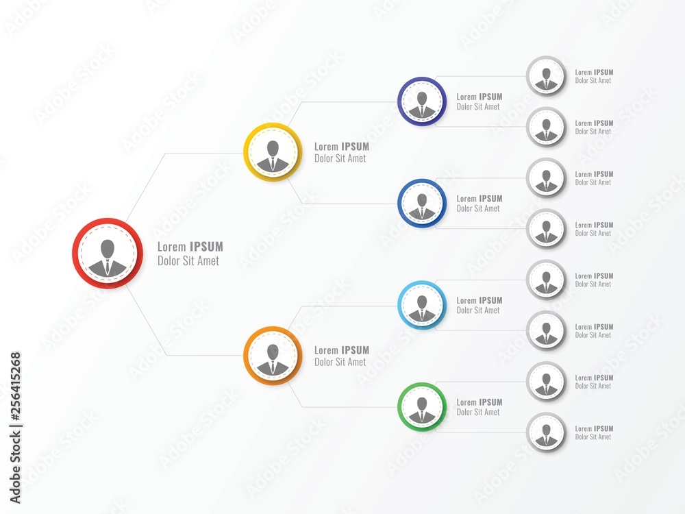 Aufkleber organizational structure of the company. business hierarchy round infographic elements. multi-level 
