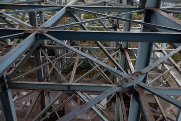 Steel framework at an abandoned factory