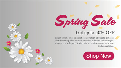 Print Spring Sale Banner Designs with flowers and leaves