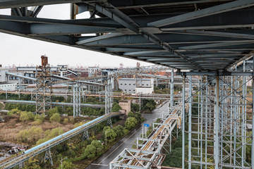 Steel framework at an abandoned factory