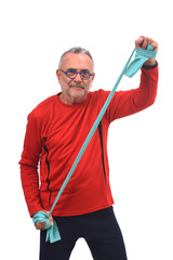 man exercising on white background