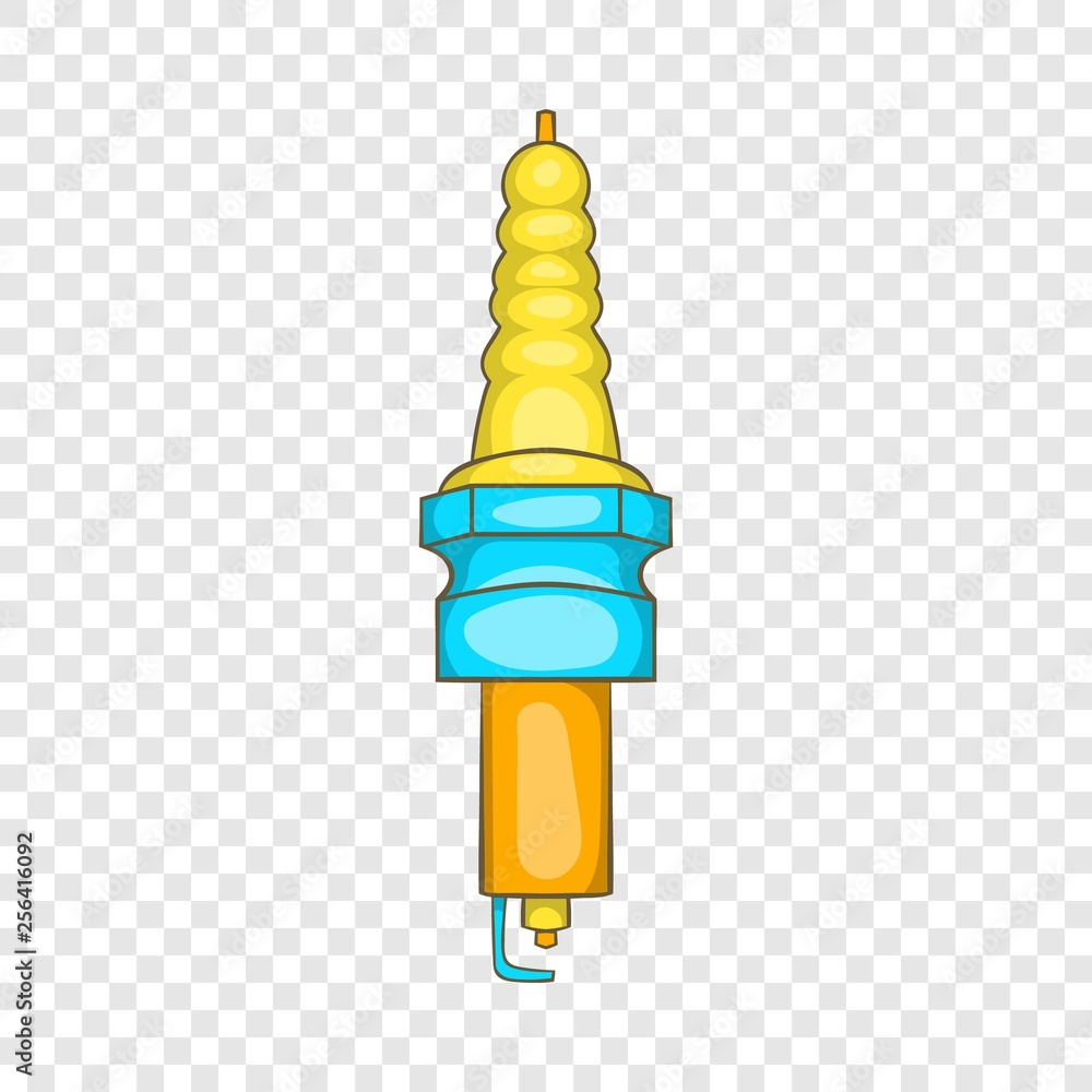 Poster spark plug icon in cartoon style on a background for any web design