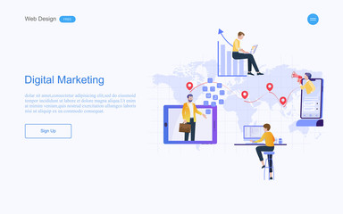 Modern flat design concept of digital marketing for banner and website.landing page template. content strategy and management. Vector illustration.