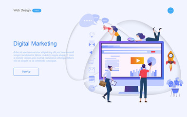 Modern flat design concept of digital marketing for banner and website.landing page template. content strategy and management. Vector illustration.