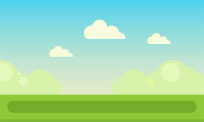 Obraz premium Green meadow with bushes flat icon vector isolated