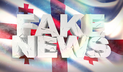 3D illustration of fake news concept with background flag of Georgia.