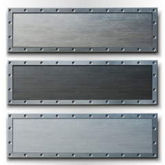 Set of three horizontal metal banners.  - obrazy, fototapety, plakaty