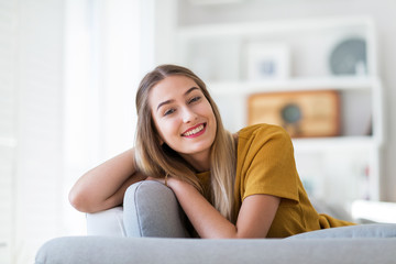 Obraz premium Portrait of a woman relaxing at home 