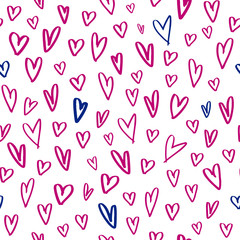 Hand-drawn heart shapes seamless pattern