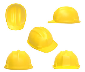 Fototapeta premium Yellow Helmet on isolated White Background 3D Rendering