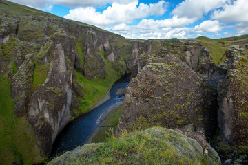 Amazing Fjadrargljufur canyon in summer, Iceland