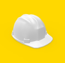 Fototapeta premium White Helmet on Yellow Background, 3D Rendering