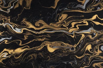Foto auf Acrylglas Für Sie Marmortinte Papierstruktur schwarz silber gold