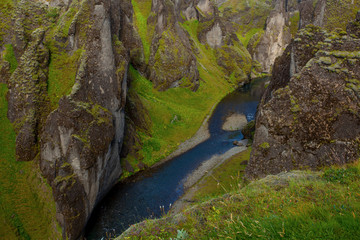 Amazing Fjadrargljufur canyon in summer, Iceland