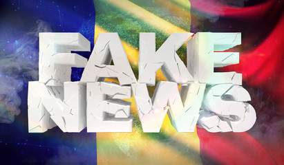 3D illustration of fake news concept with background flag of Romania.