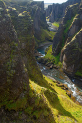 Amazing Fjadrargljufur canyon in summer, Iceland