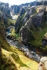 Amazing Fjadrargljufur canyon in summer, Iceland