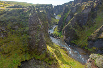 Amazing Fjadrargljufur canyon in summer, Iceland