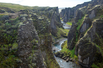 Amazing Fjadrargljufur canyon in summer, Iceland