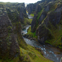 Amazing Fjadrargljufur canyon in summer, Iceland