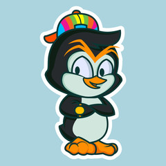 funny adorable Penguin with rainbow cap