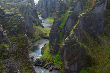 Amazing Fjadrargljufur canyon in summer, Iceland