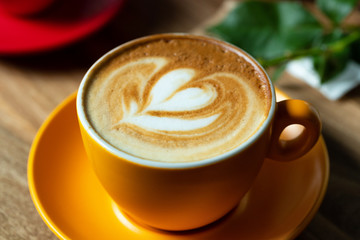 Fresh cup of coffee with decoration