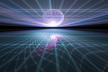 Abstract illustration of nuclear energy, atomic field, concept of science and nuclear physics, visualization of the quantum world.