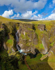 Amazing Fjadrargljufur canyon in summer, Iceland