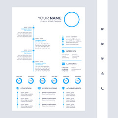 cv / resume design template with glyph icons included