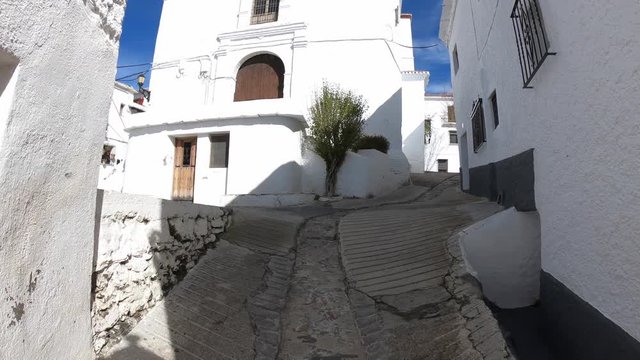 Beautiful street of picturesque village of Pampaneira in Alpujarra, Granada, Spain.