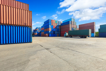 Fototapeta premium Industrial Container yard for Logistic Import Export business,modern logistics transportation scene