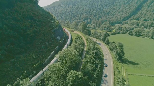 Germany - Drone flight over railway near Geislingen an der Steige