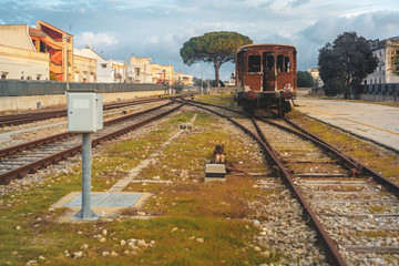 MANDURIA-ITALY/DECEMBER 2017: Abandoned train