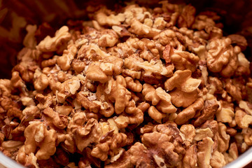 walnuts on black background