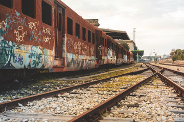 Obraz premium MANDURIA-ITALY/DECEMBER 2017: Abandoned train
