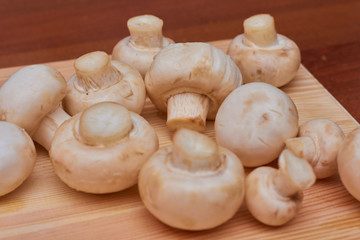mushrooms on the cutting board