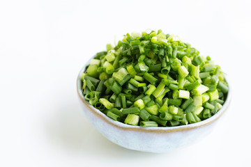 Green onions isolated on white